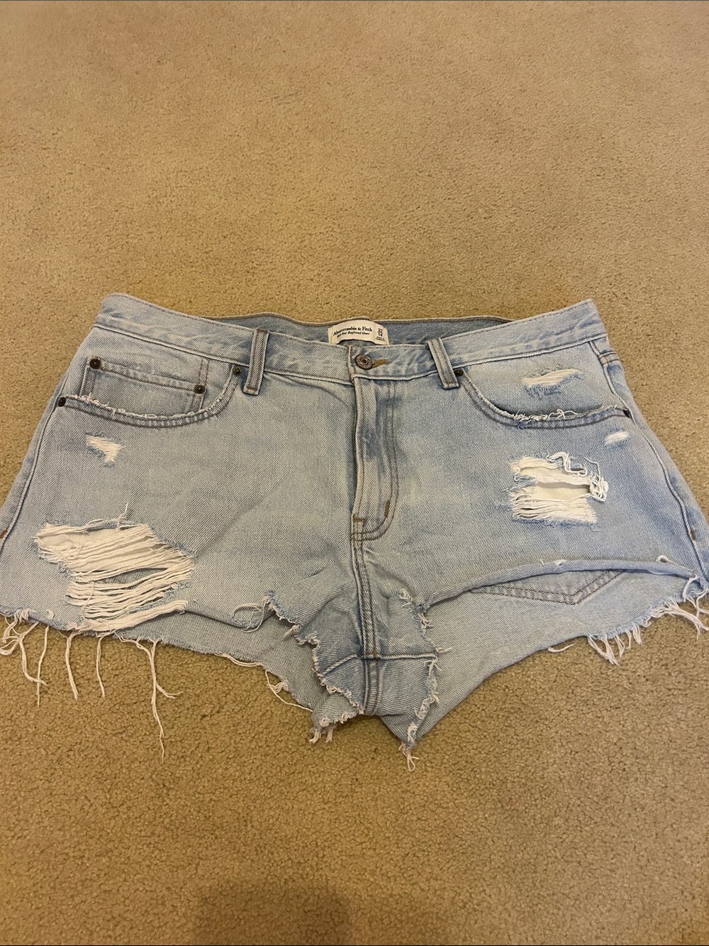 Abercrombie & Fitch Light Blue Distressed Jean Shorts